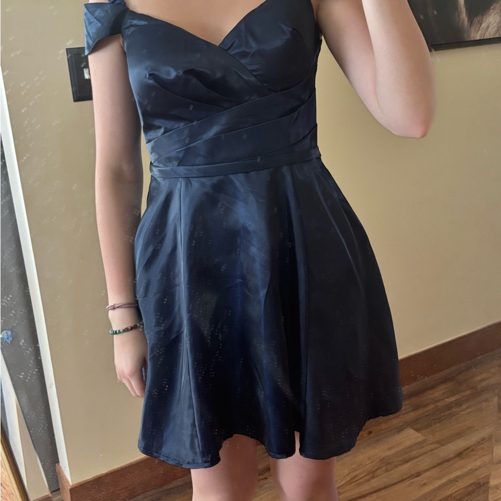 Navy Blue Off-Shoulder Dress